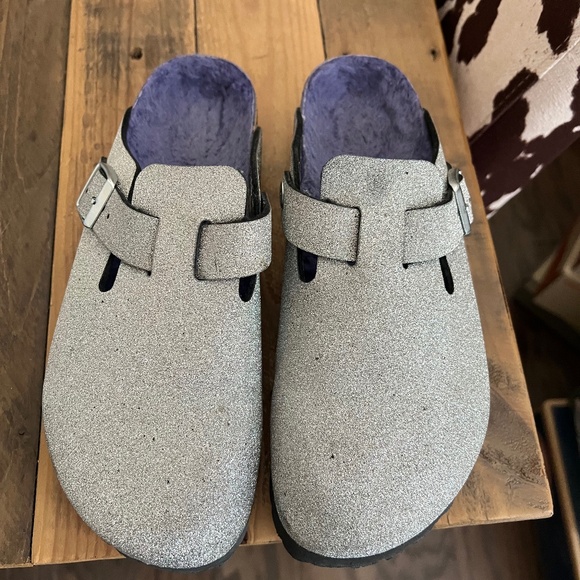Birkenstock silver shiny glitter clogs size 39 - Picture 1 of 6